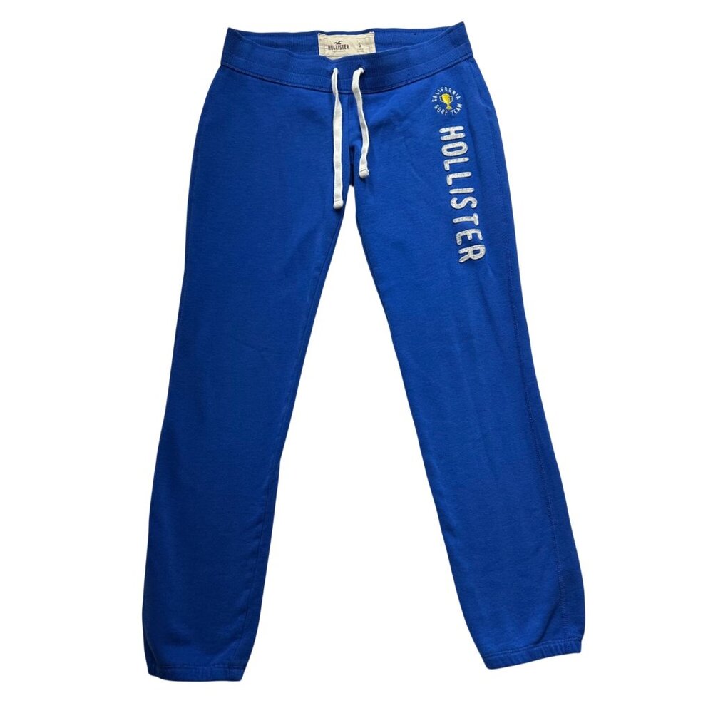 💙Hollister Vintage Y2K Sweatpants Blue Low Rise Waist Calif Surf Team Sz Small💙